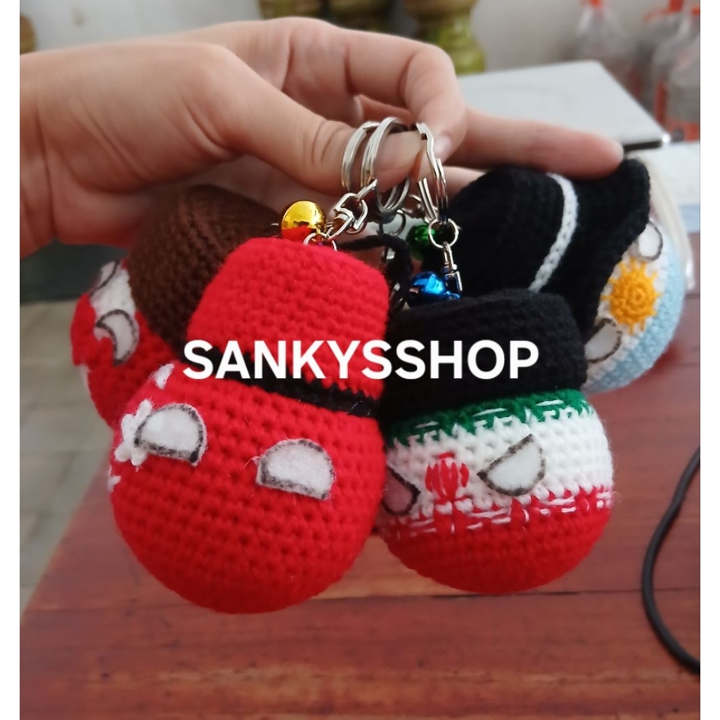 Gantungan Kunci Bola-Negara / Countryball Rajut Amigurumi