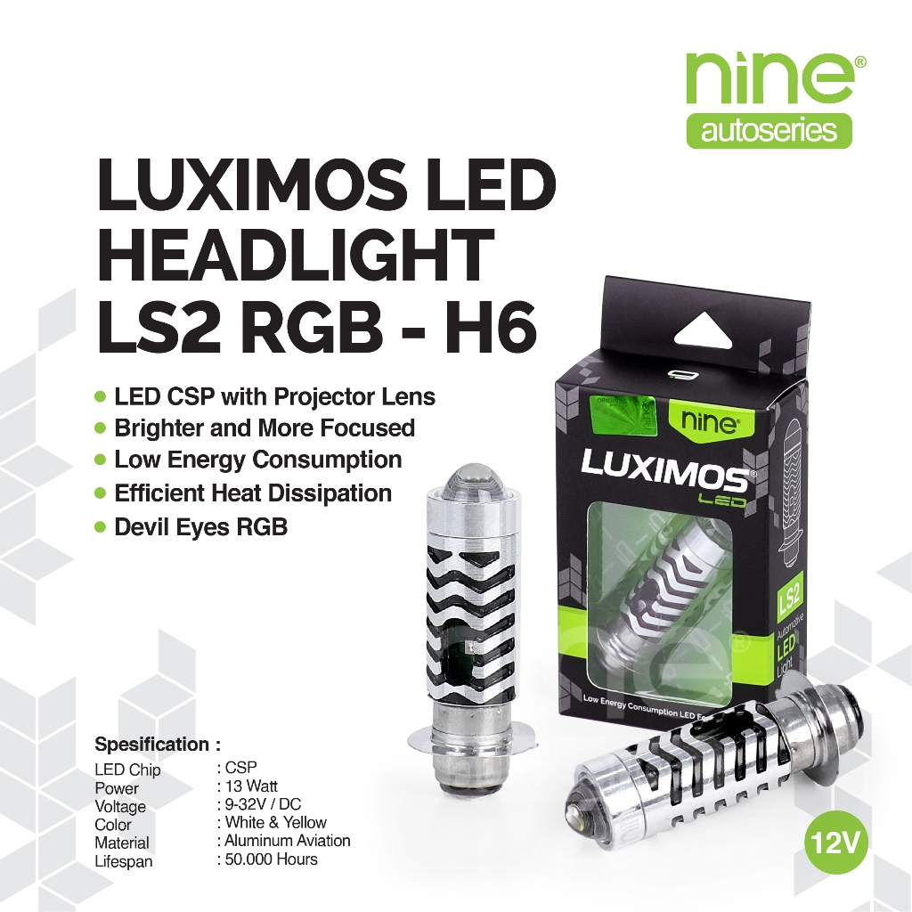 Lampu Depan Motor H6 H4 PNP Putih Kuning Tembus Hujan Mini Laser RGB Beat Super Terang LS2 LUXIMOS