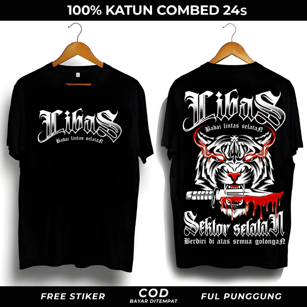 Kaos Viral Pagar Nusa Libas Badai Selatan Full Punggung 24s Cotton Combed Sablon Besar Keren COD