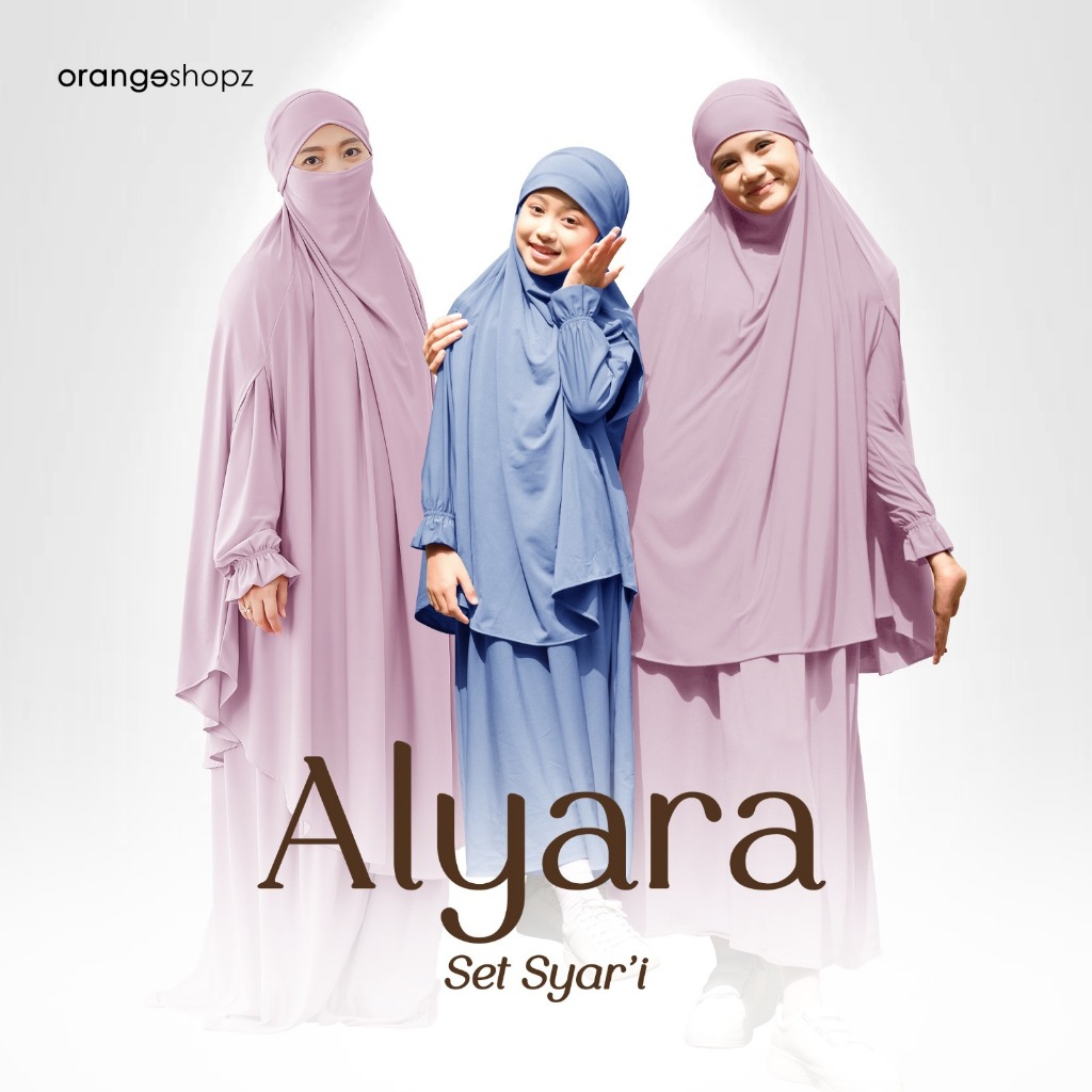 Orangeshopz - Gamis Syari Couple Ibu dan Anak Set Cadar Khimar Alyara One Set Syari Haji dan Umroh
