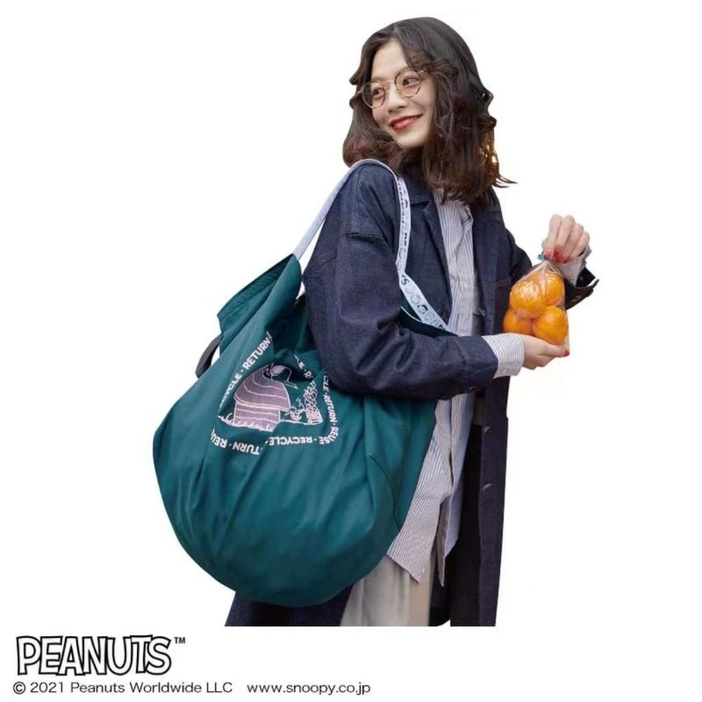 TAS SNOOPY / TAS BELANJA SNOOPY / ECO BAG SNOOPY / REUSABLE BAG SNOOPY IMPORT / TAS LIPAT SNOOPY IMP