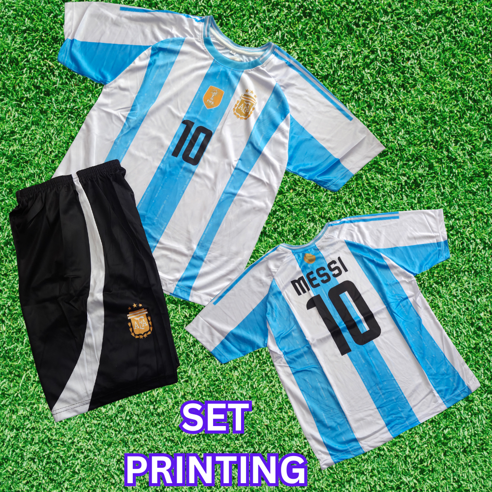 baju messi jersey baju bola anak argentina home kids 2022/2023 printing