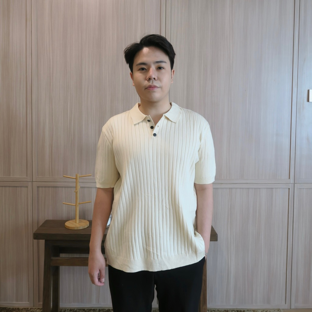 Archie Atasan Polo Pria Knit Polos Kancing / Baju berkerah Rajut Premium