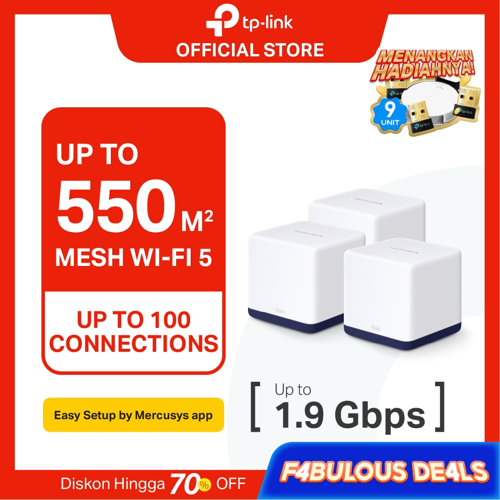TP-LINK Mercusys Halo H50G (1/2/3 PACK) AC1900 Gigabit Dual Band Wireless Whole Home Mesh WiFi Route
