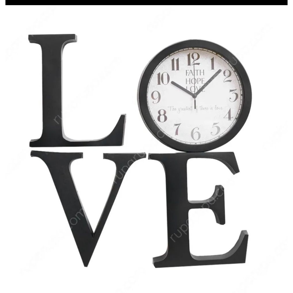 Informa Set 4 Pcs Hiasan Dinding Love Dengan Jam - Hitam