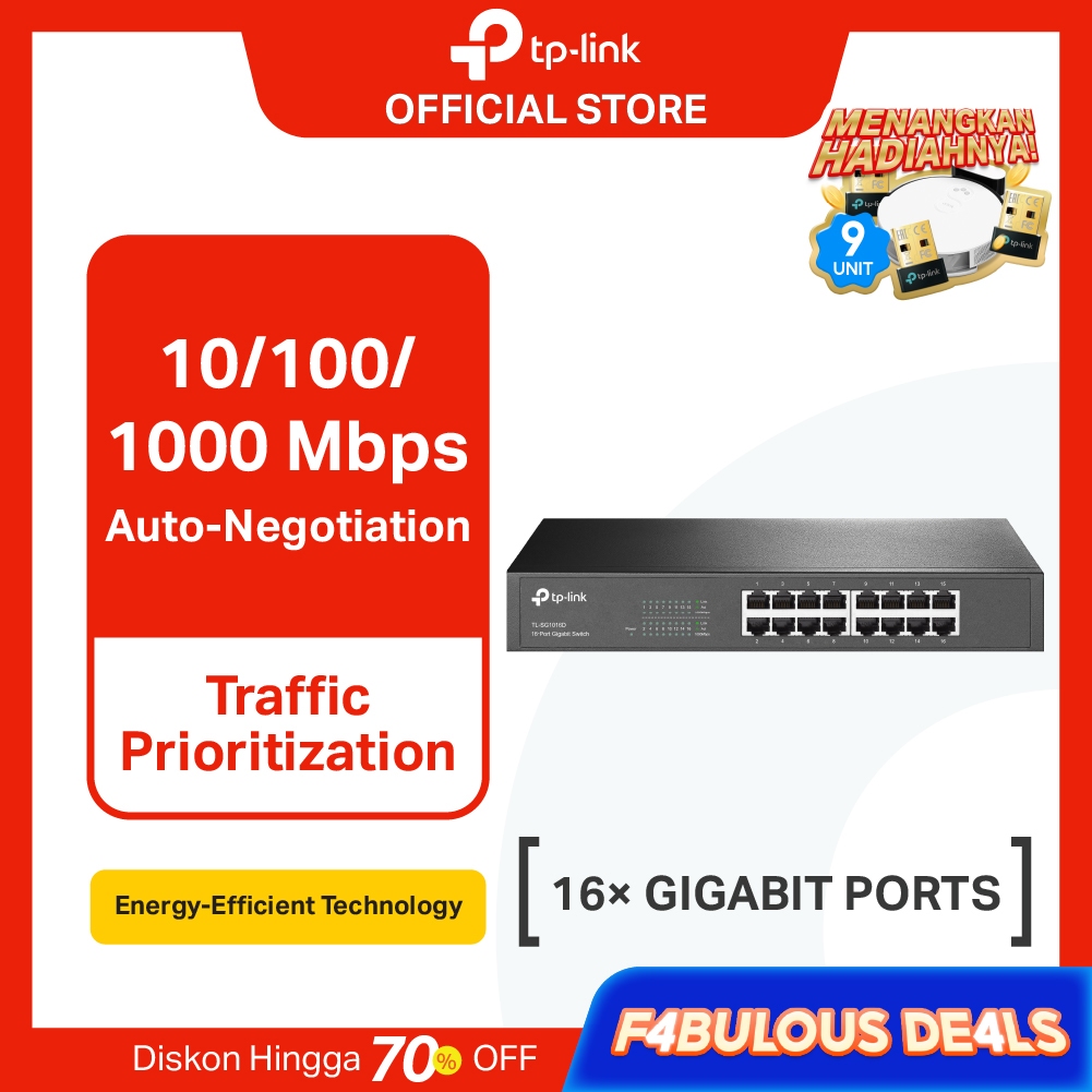 TP-Link TL-SG1016D | 16 Port Gigabit  | Unmanaged Switch  | Desktop Rackmount | 10/100/1000Mbps port