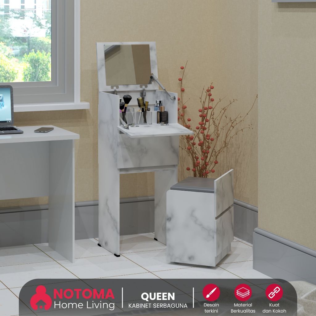 Meja rias minimalis Rak serbaguna penyimpanan skincare makeup set kursi