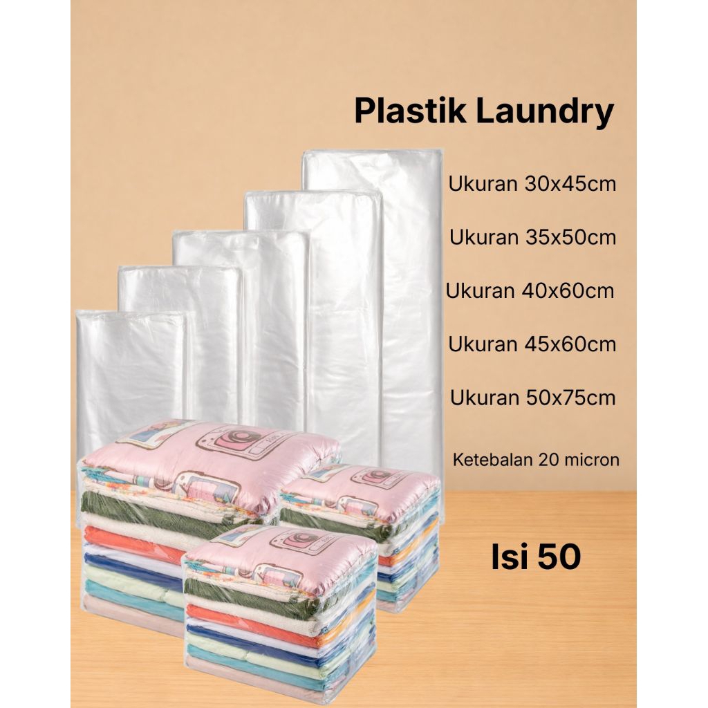 Plastik PP laundry bening uk 45x60cm tebal 0,2/Plastik Kantong Besar Laundry 45x60 tebal 0,2/Kantong