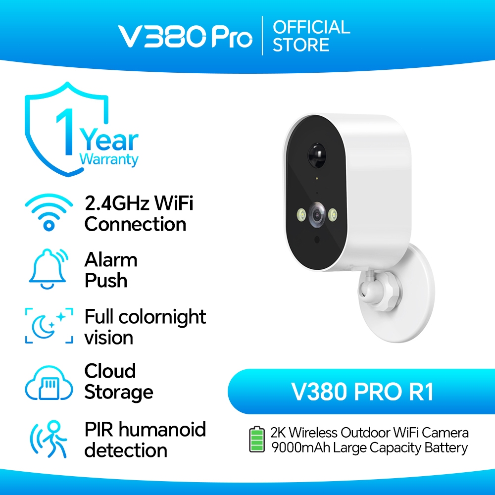 CCTV Kamera Pengawasan V380 Pro R1 Tanpa Kabel Listrik Built-in Baterai Kapasitas Besar PTZ 355° Wi-