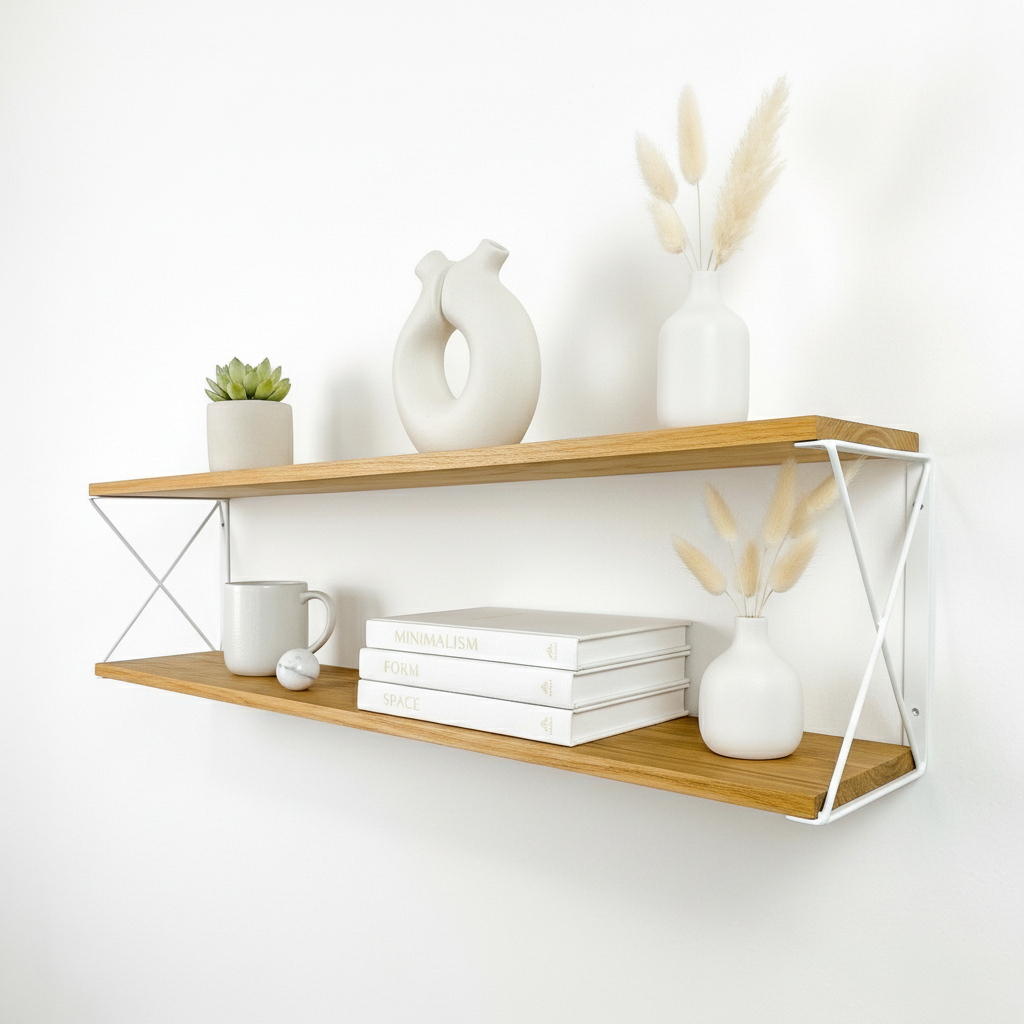 Rak Minimalis Serbaguna 2 Susun Model Vintage Industrial - Rak Buku Dapur Sepatu Kayu Aesthetic