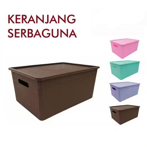 Keranjang Anyam Plastik Jumbo - Storage Box Serbaguna - Tempat Make Up - Box Penyimpanan Multifungsi