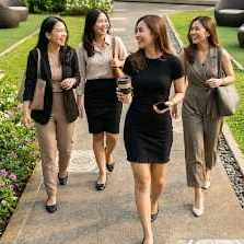 Dress Atasan Wanita Midi Lengan Pendek Kerah Bulat Hitam Polos Motif Gelombang List Bawah