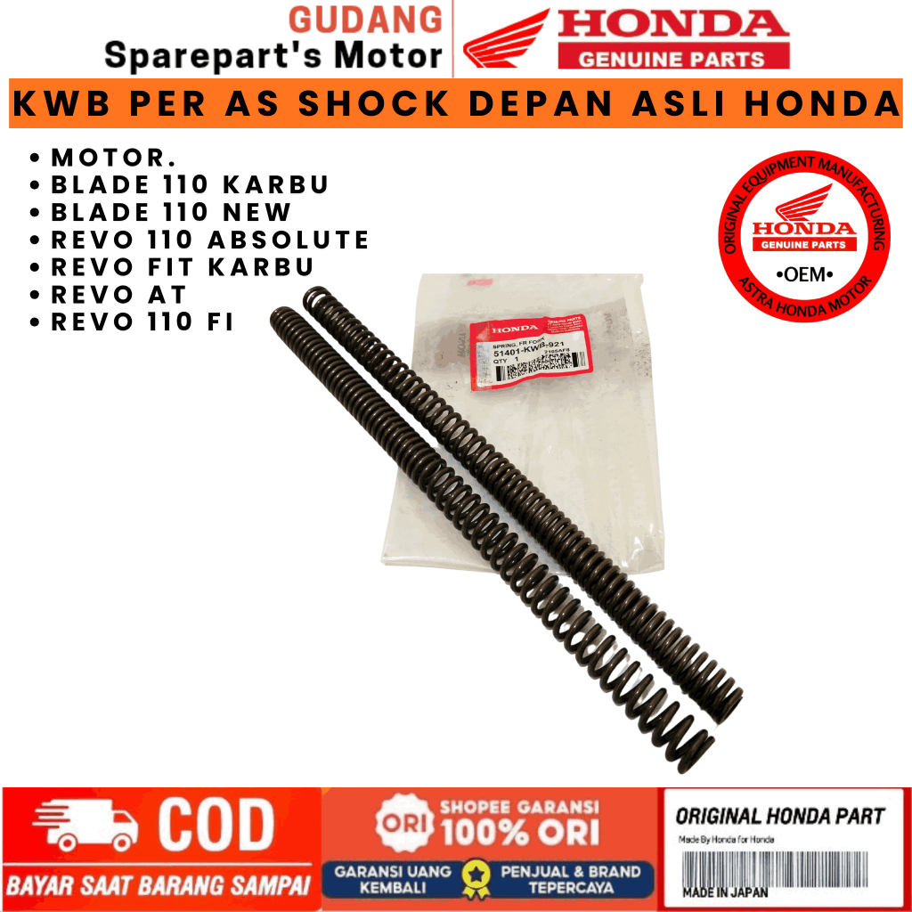 KWB PER AS SHOCK ORIGINAL HONDA BLADE KARBU,PER AS SHOCK ORIGINAL HONDA REVO ABSOLUTE,PER AS SHOCK O