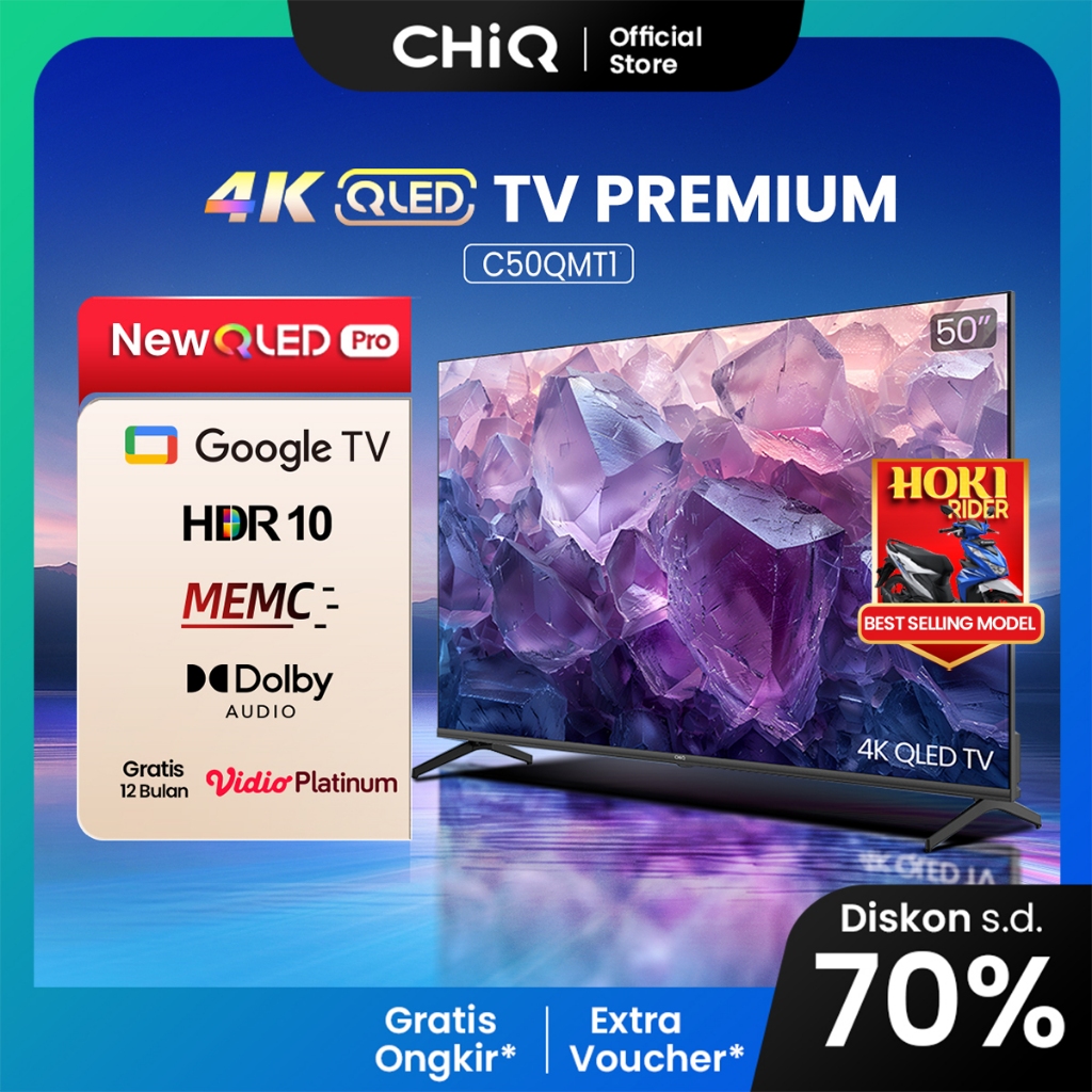 New Launch CHiQ by Changhong QLED TV 4K 50 inch Google Smart QLED PRO Digital TV Dolby Audio DBX-TV 