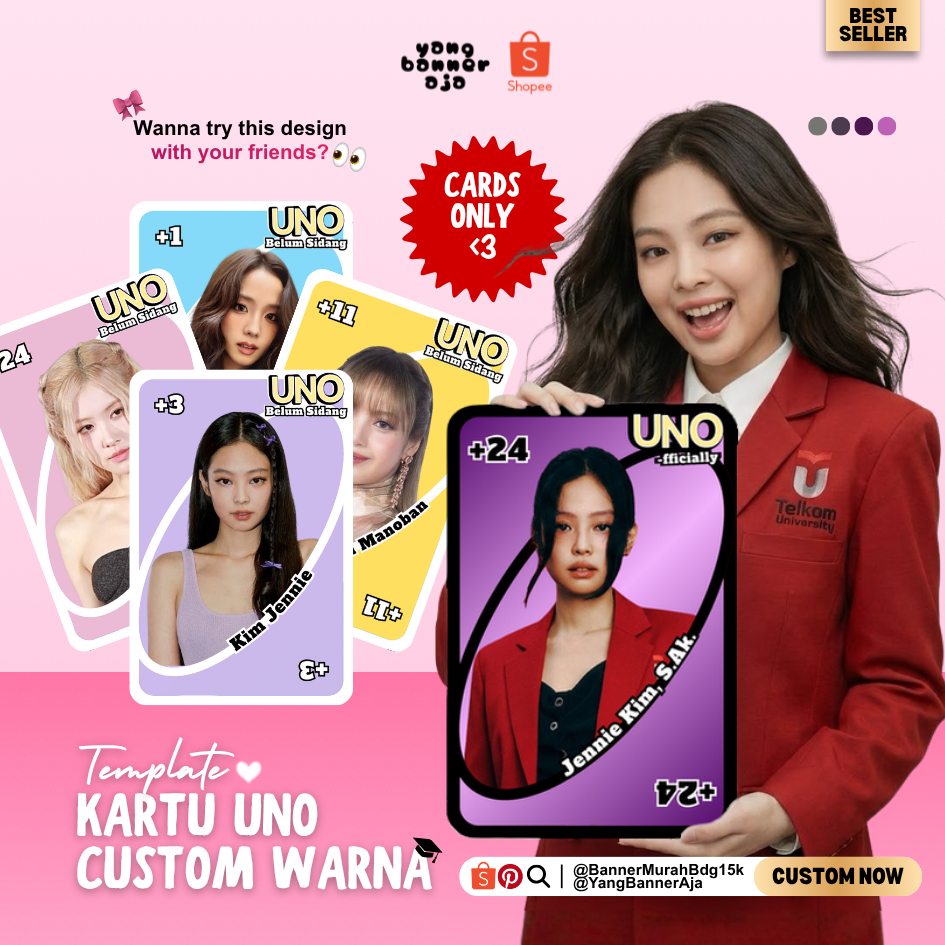 [SEHARI JADI/TIDAK PO] Cetak Uno Card Flip Sidang Sempro Wisuda INSTANT SEHARI JADI YangBannerAja