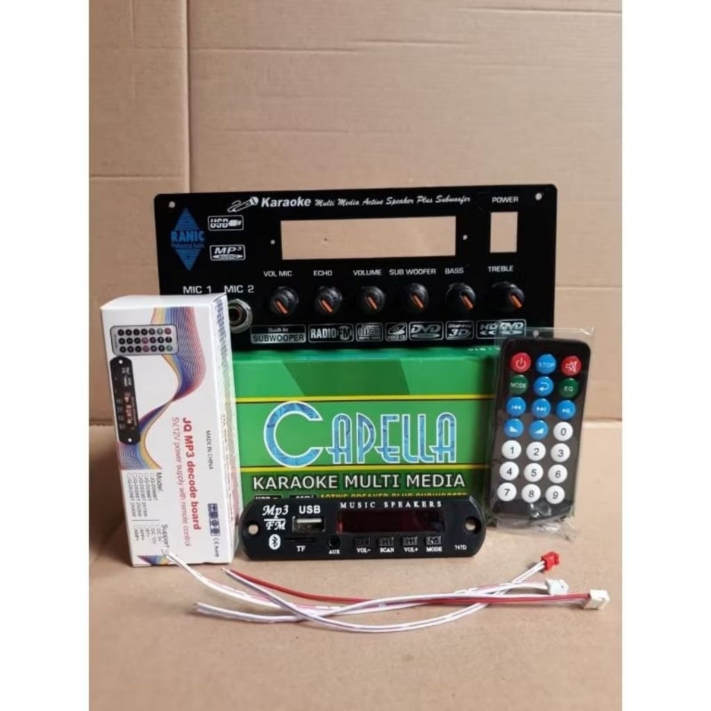 Kit aktif speaker stereo karaoke usb mp3 echo subwoofer