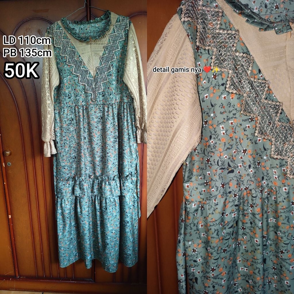 Preloved Gamis Renda Bunga kecil