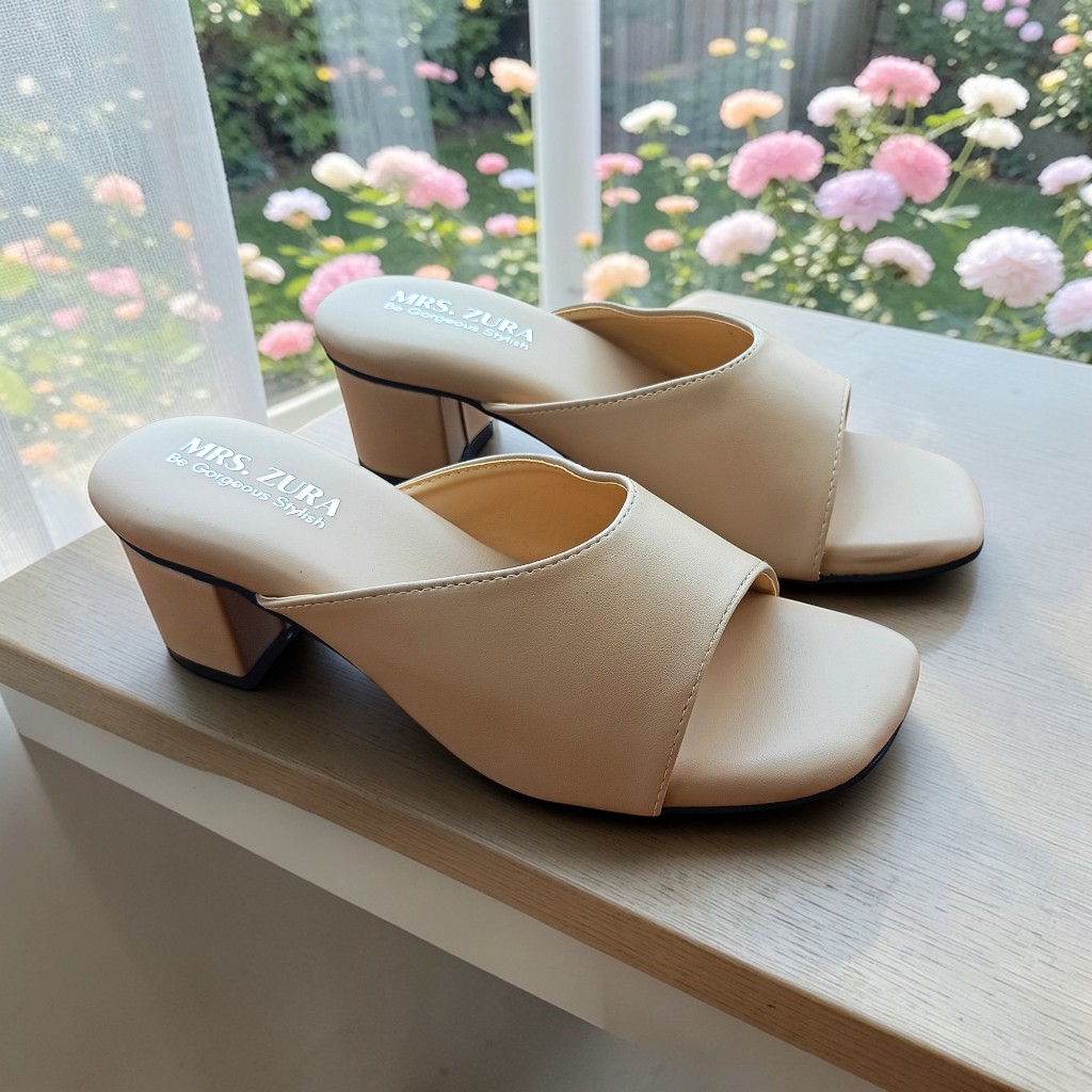 Mrs. Zura - Sandal Heels Wanita Hak 5cm Empuk Heels cantik elegan korean style 37-41