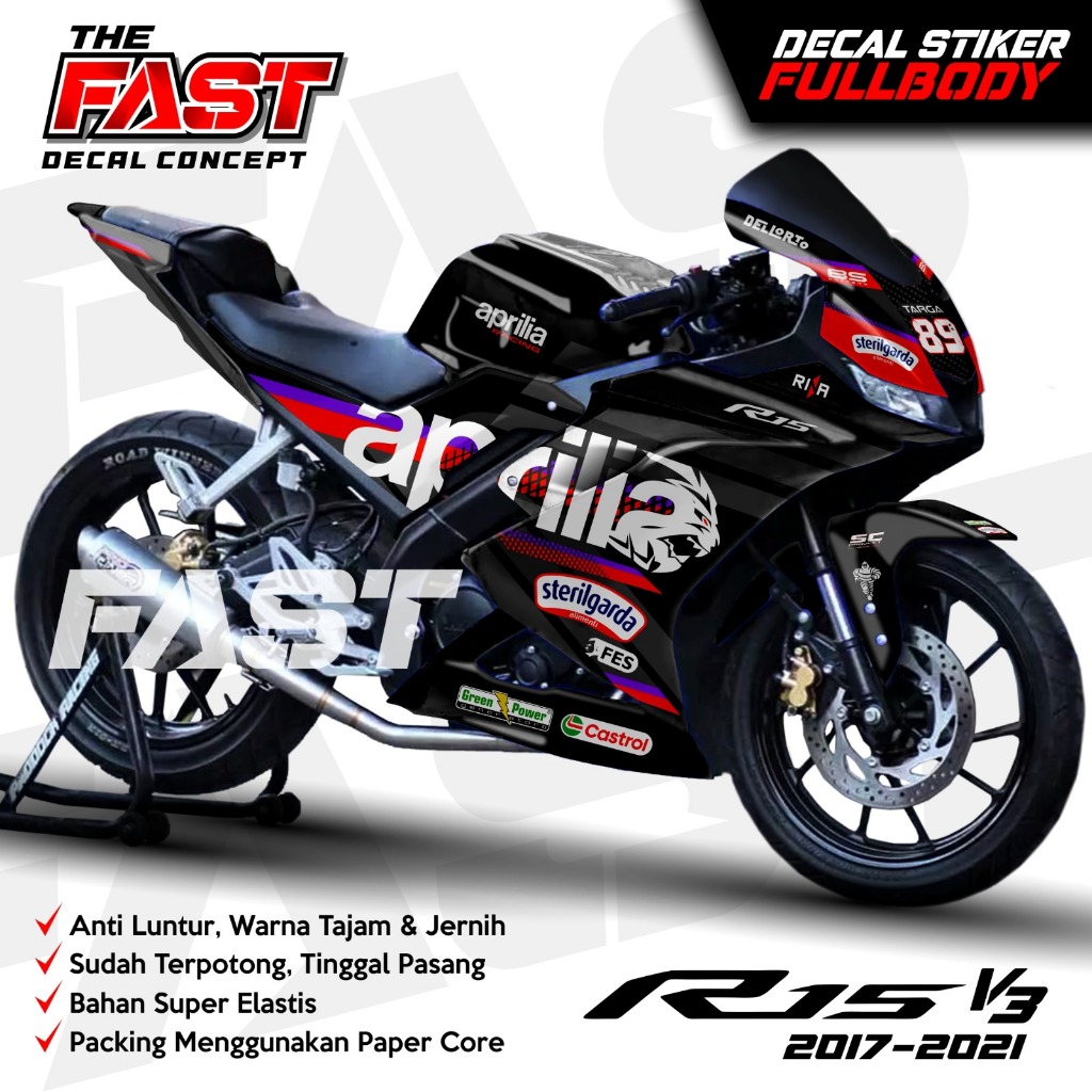 Decal R15 V3 Full Body Stiker R15 V3 Full Body Dekal R15 V3 APRILIA Racing Variasi Stiker R15 V3 Ful
