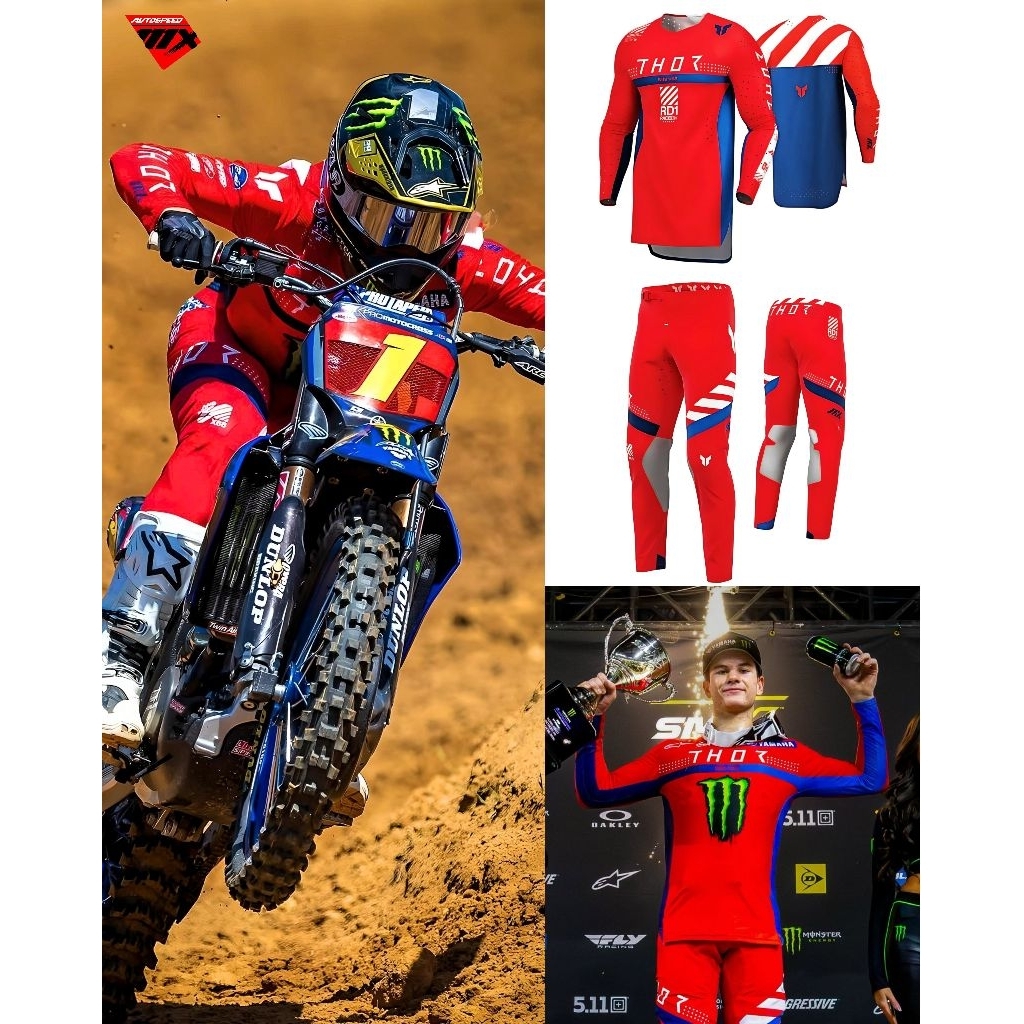 PAKAIAN SET THOR/ JERSEY+PANT THOR MOTOCROSS SYNTH RED