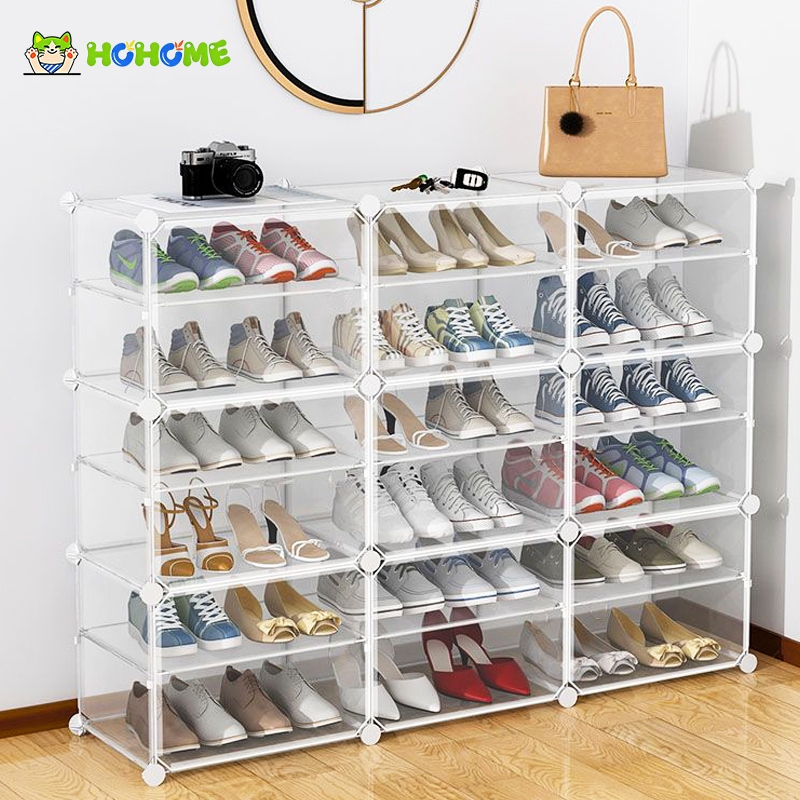Rak SepatuTertutup Anti Debu Plastik Lemari Sepatu Plastik Tebal Portable Transparan
