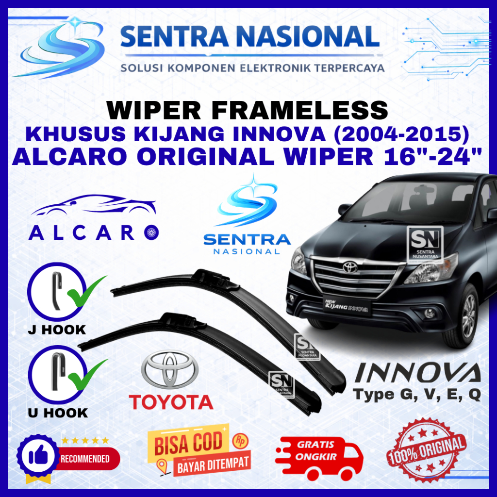 Wiper Mobil Toyota Kijang Innova (2004-2015) Merk ALCARO ORIGINAL | Wiper Kaca Mobil Kijang Innova M