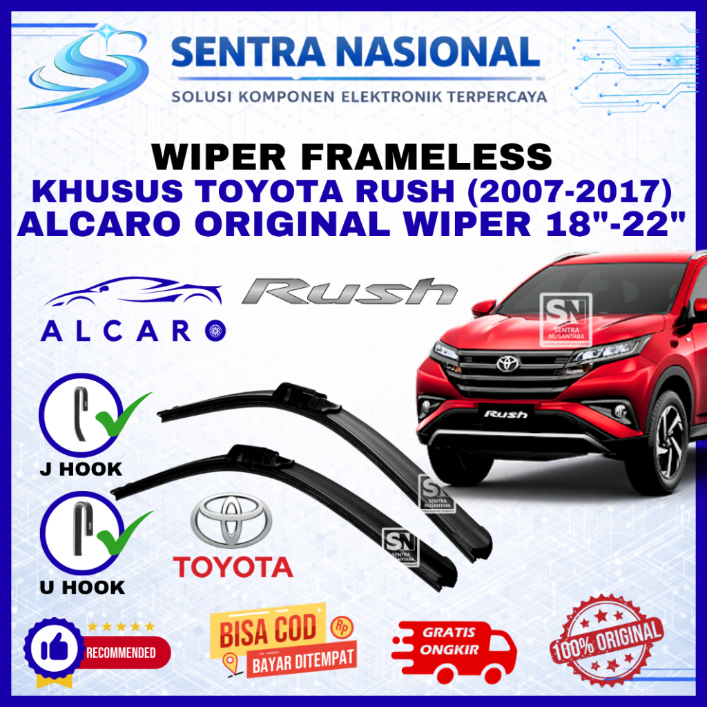 Wiper Mobil Toyota Rush (2007-2017) ALCARO ORIGINAL | Wiper Kaca Mobil Toyota Rush Model Frameless P