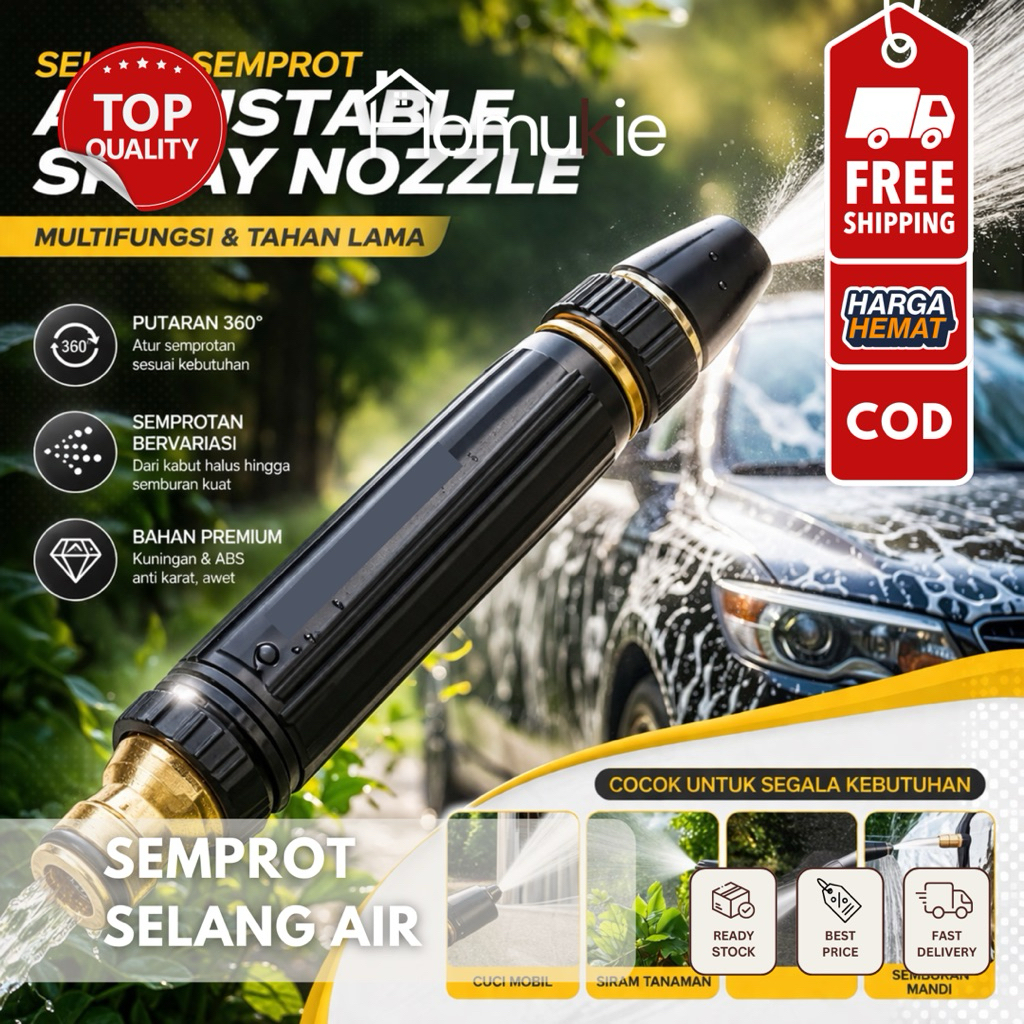 HOMUKIE - Jet Nozzle Sambungan Selang Air Kepala Semprotan Selang Air Jet Hose Nozzle Spray