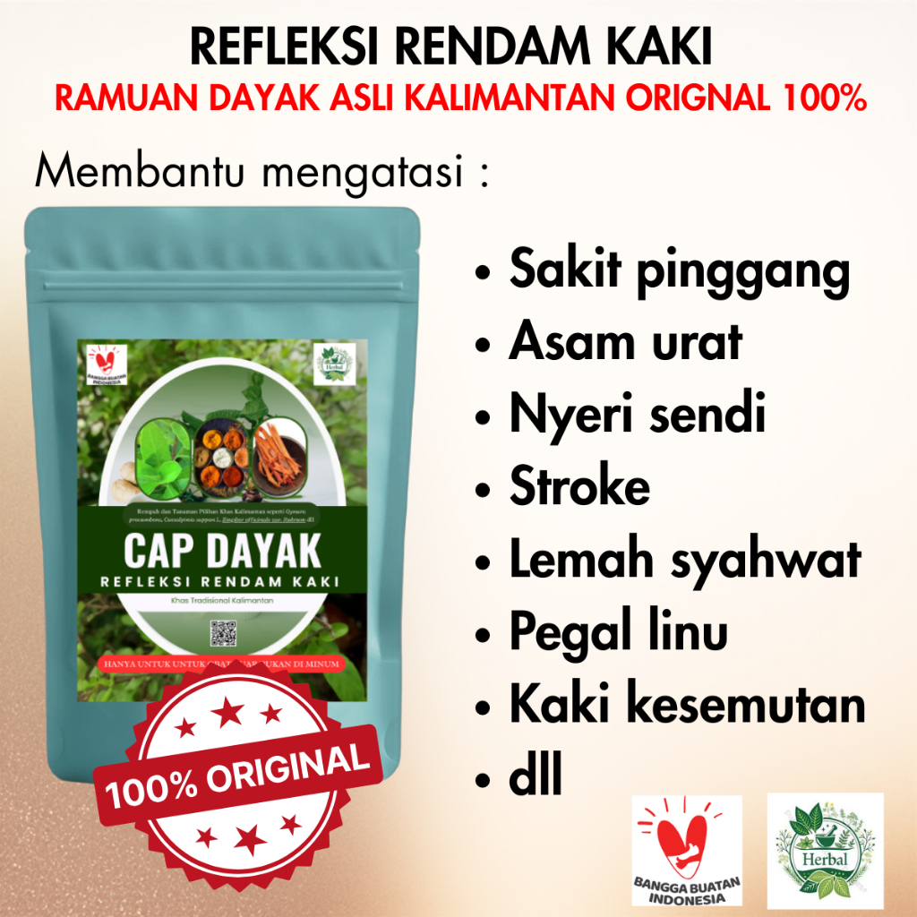 3 Pcs Cap Dayak Refleksi Rendam Kaki Ramuan Dayak Asli Kalimantan Herbal Untuk Sakit Pinggang dan St