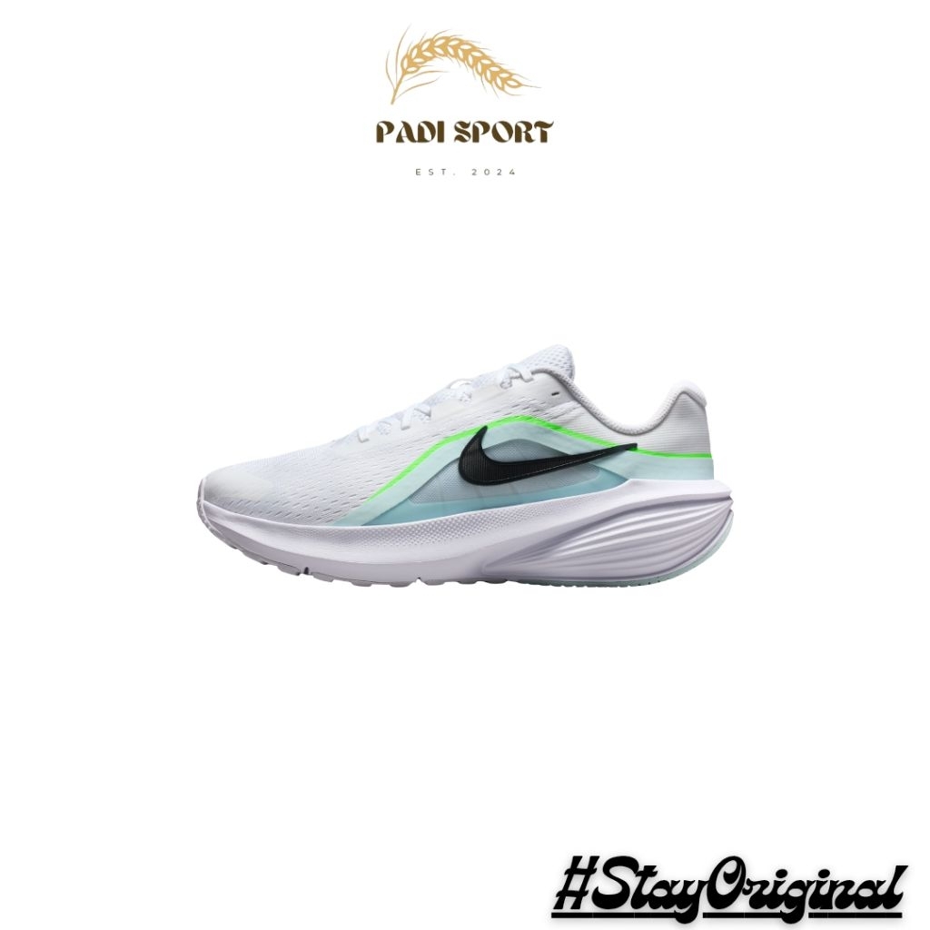 NIKE DOWNSHIFTER 14 MEN WHITE/GLACIER BLUE/GREEN STRIKE/BLACK (IB1895-100) - SEPATU LARI RUNNING CUS