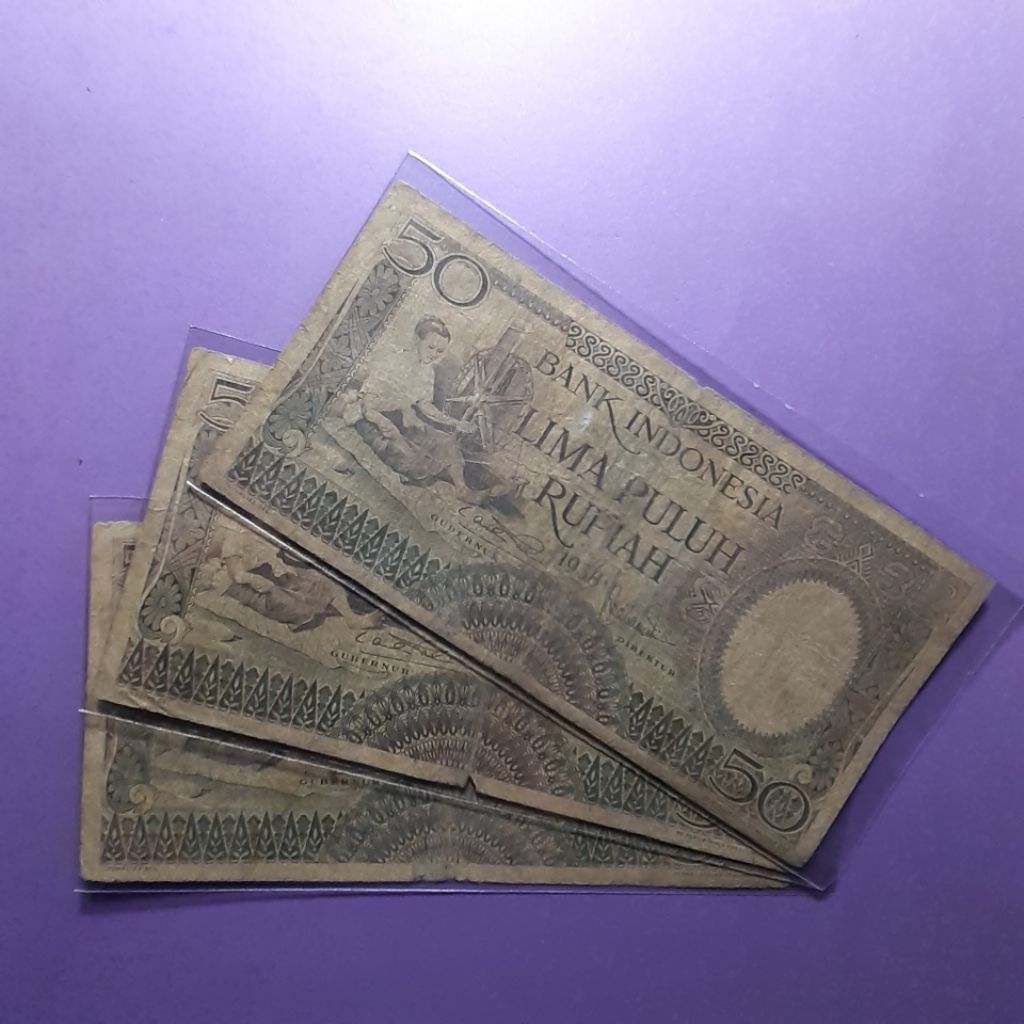 uang kuno 50 rupiah pekerja 1958