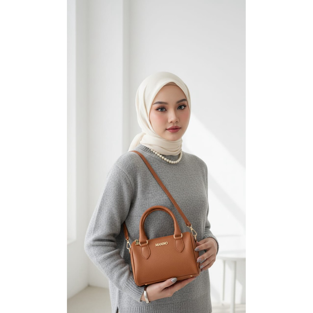 MANINO | Tas Model Speedy Mini Uk. 22 x 10 x 15 Tas Selempang Kulit Jeruk Super Tas Papirut