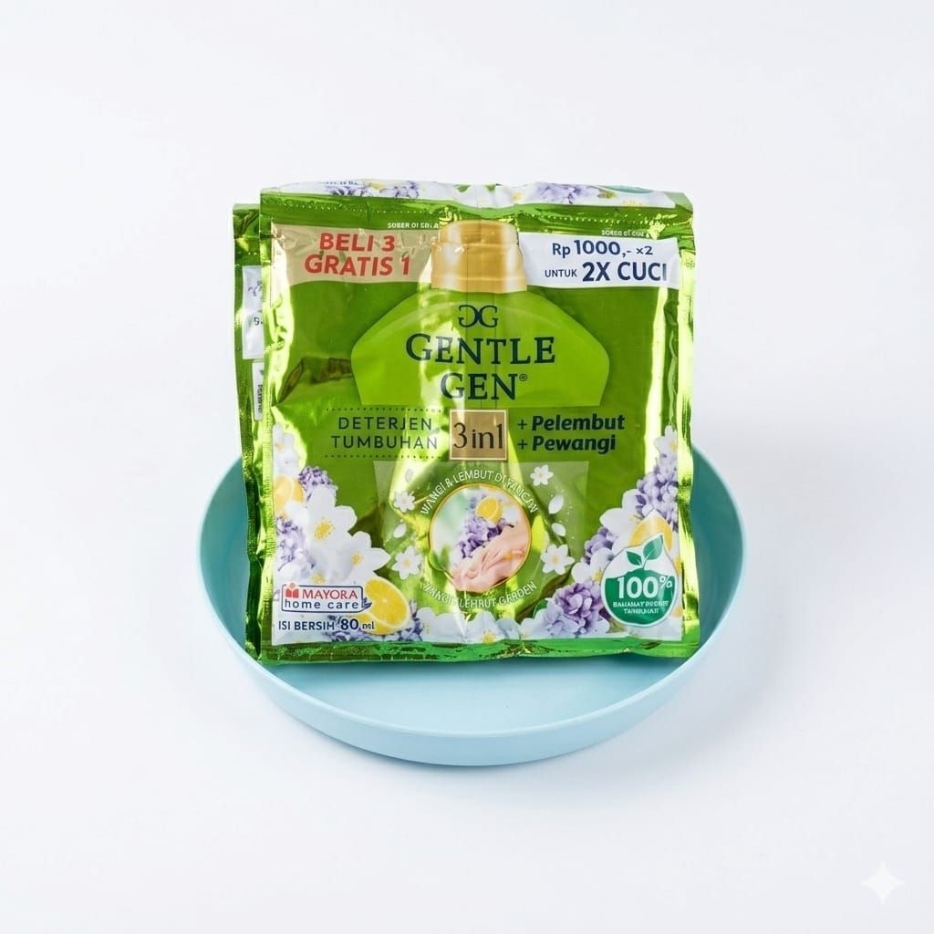 Gentle gen deterjen cair isi 16 pcs free piring Deterjen cair plus pewangi segar