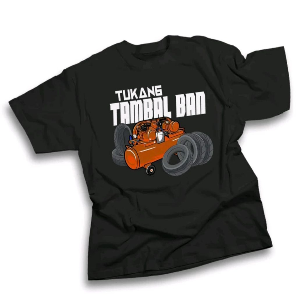 KAOS TUKANG TAMBAL BAN MOTIF KOMPRESOR OREN