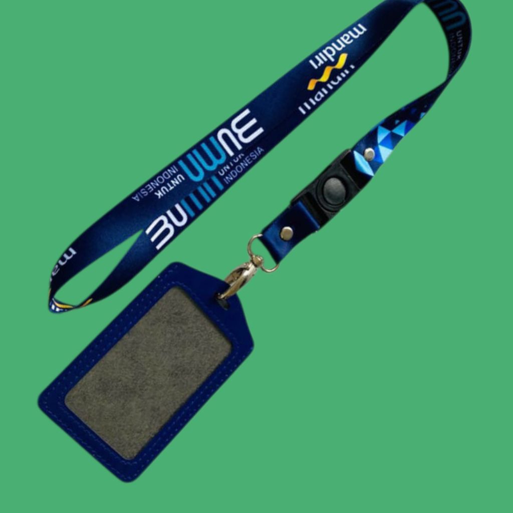 Tali Lanyard ID Card Bank Mandiri || Tali Id Card Mandiri Custom 2cm - Bahan Tisu Lembut, Cetak Subl