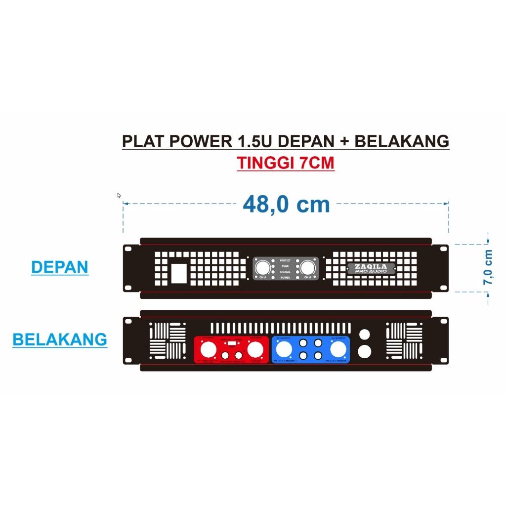 PLAT POWER 1,5U 2CH CUSTOM NAMA