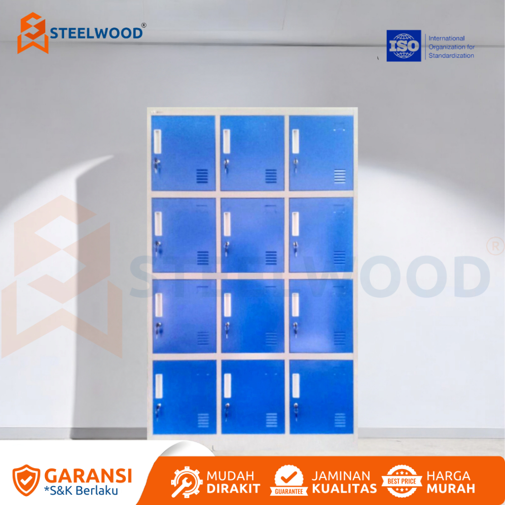 STEELWOOD || Loker Besi 12 Pintu / Loker Penyimpanan / Loker Big Size / Loker Helm Full Face / Loker