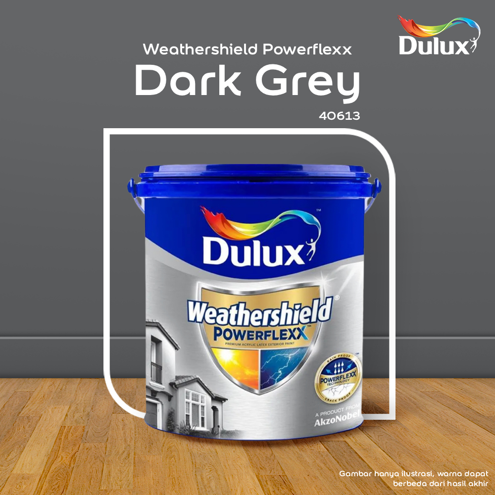 CAT TEMBOK DARK GREY DULUX WEATHERSHIELD POWERFLEXX - 20 LITER CAT DARK GREY 40613 CAT TEMBOK EKSTER