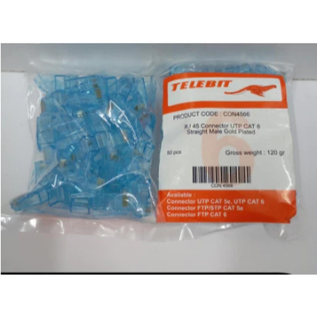 RJ45 RJ 45 Telebit cat.6 cat. 6 Blue isi 50pcs - ercomp2