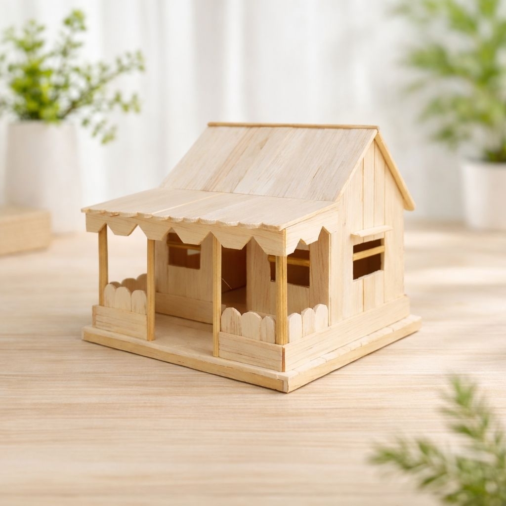 Stickaro Miniatur Rumah Adat Betawi dari Stik Es Krim - Dekorasi, Kado, Tugas Sekolah, Diorama