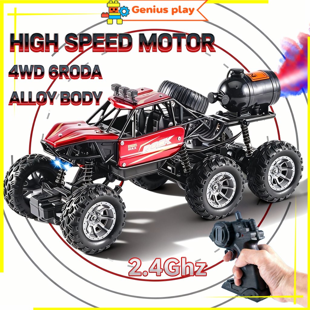 GPT Mobil Offroad Offroad 4WD 6 Roda Alloy Semprot Air Lampu LED Offroad 4WD 6 Roda 2.4GHz Mobil Rem