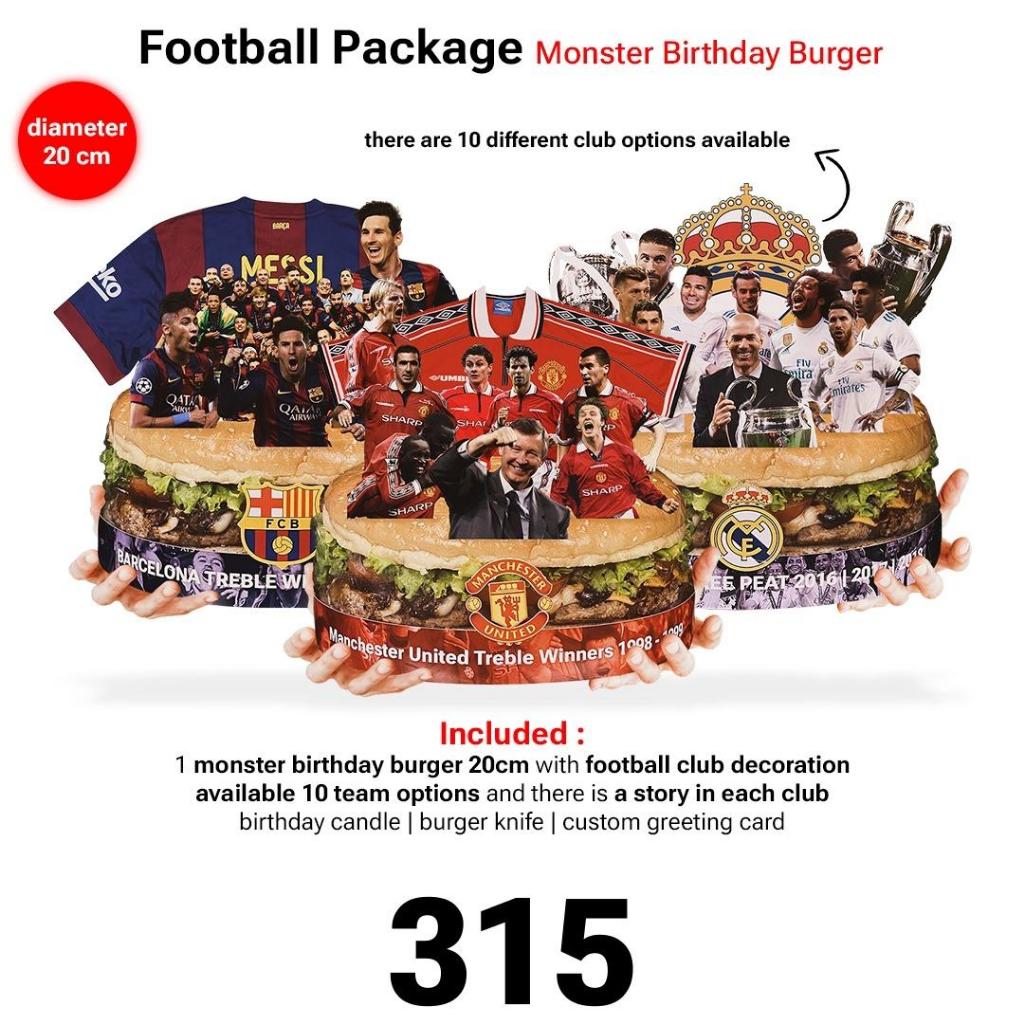 Football Monster Birthday Burger 20cm (Birthday Cake Aesthetic)