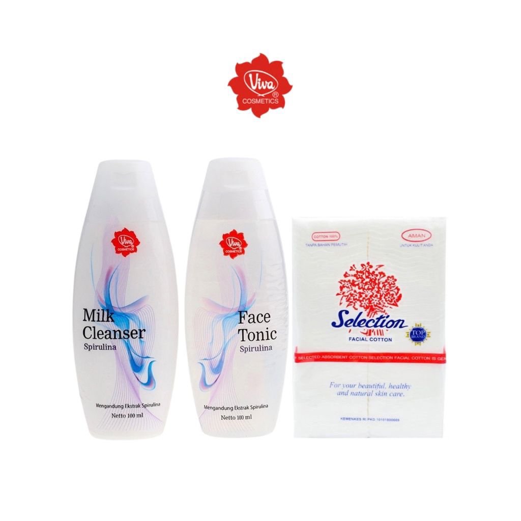 3in1 Paket Pembersih Wajah Viva BENGKOANG - Milk Cleanser, Face Tonic, Kapas