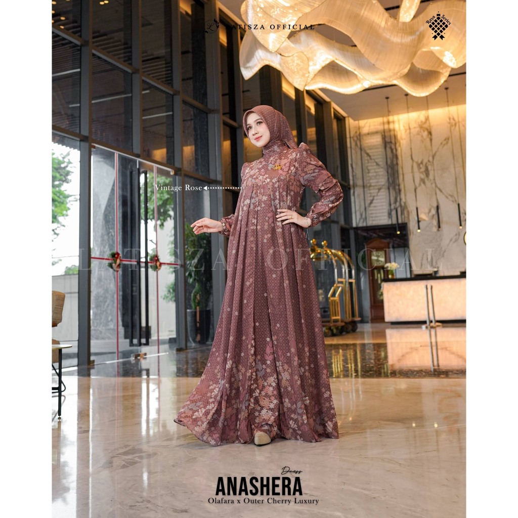 Latisza Outfit Anashera Dress / Gamis Motif Premium