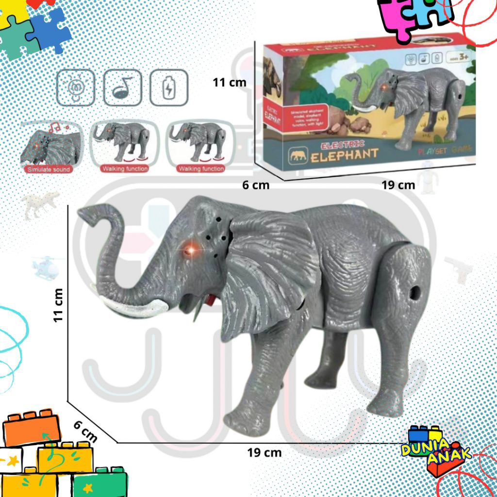 Mainan Gajah Mainan Hewan Gajah dapat berjalan bersuara menyala
