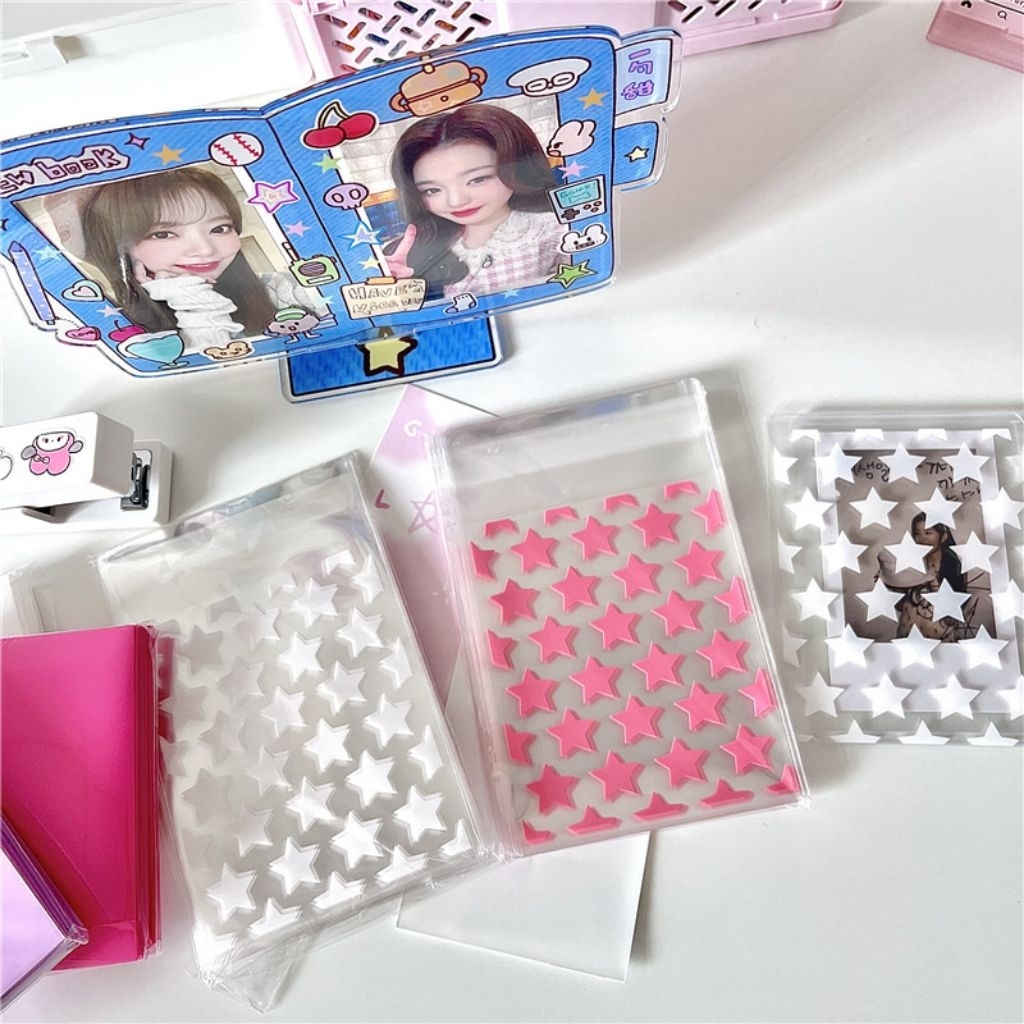 DELUNASHOP [Isi 100Lbr] PLASTIK OPP MOTIF BINTANG - 8 x 10 + 3cm SEAL roti donat makanan + lem baker