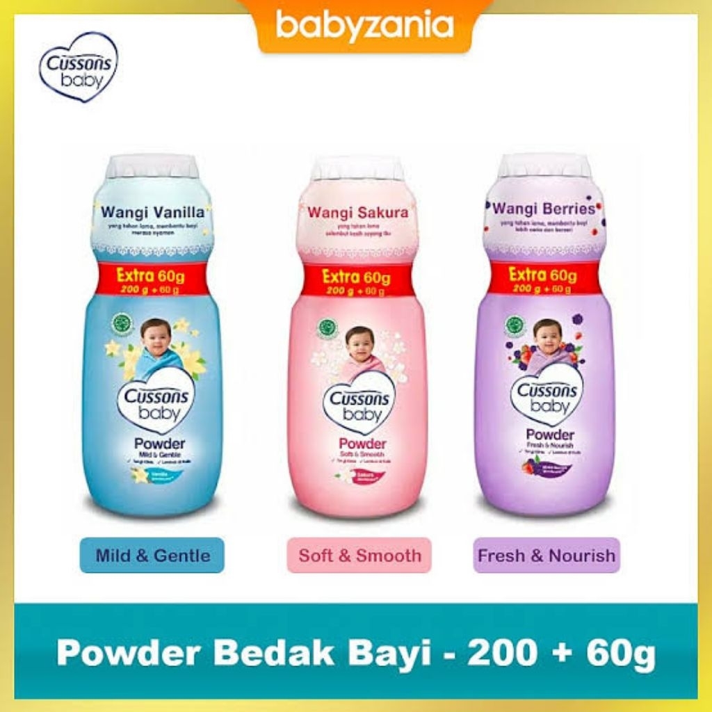 Cussons Baby Powder Bedak Bayi Aroma Bunga Sakura, Tanpa Pewarna