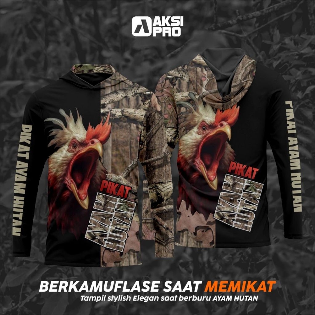 BAJU CAMO PIKAT AYAM HUTAN bisa tambah logo & Nama komunitas