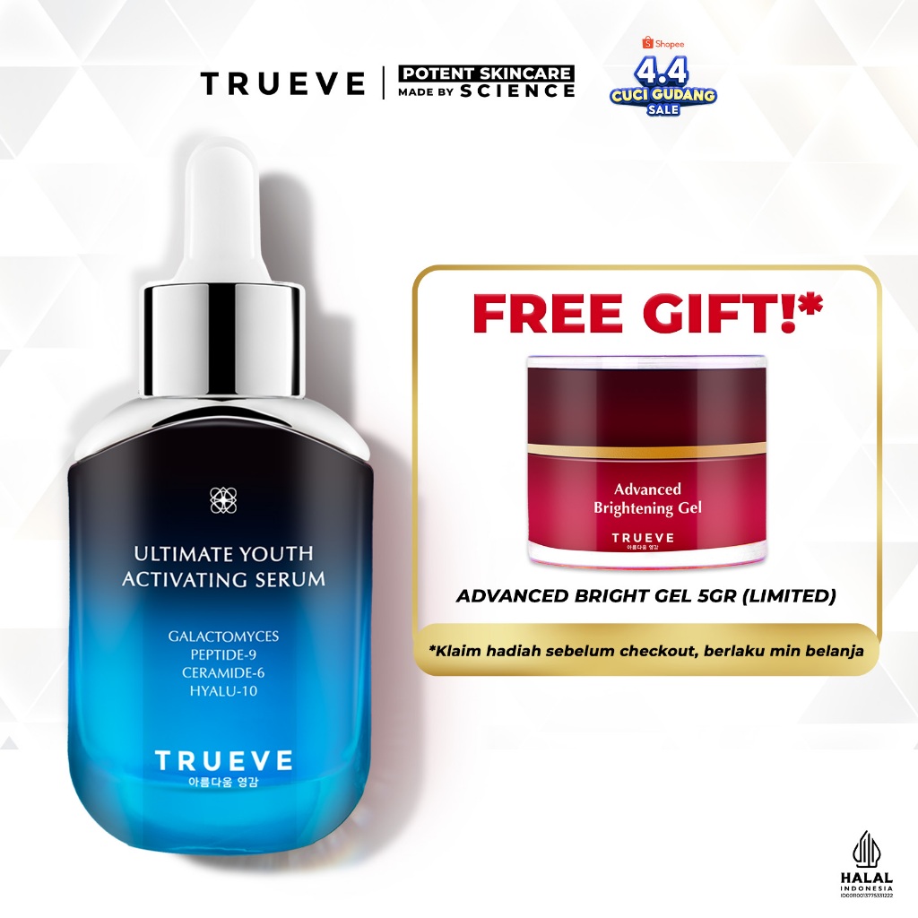 TRUEVE Ultimate Youth of Activating Serum - Anti Aging, Serum Pelembab, Bantu Samarkan Kerutan Melem