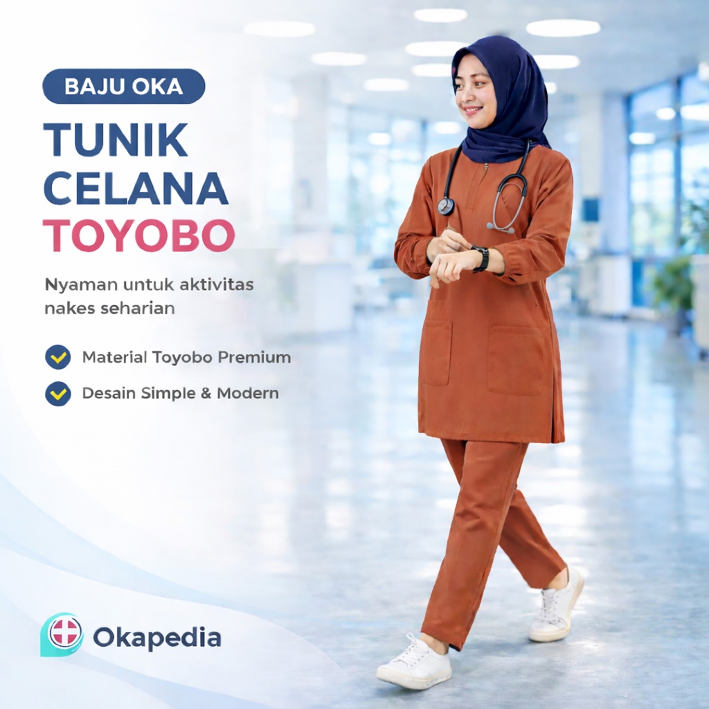 Baju jaga oka ok tunik lengan panjang karet bahan toyobo